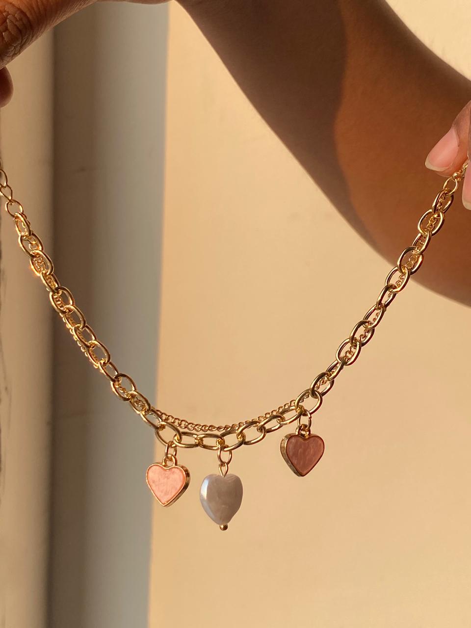 "Sweetheart Love" Gold Chain Charm Bracelet