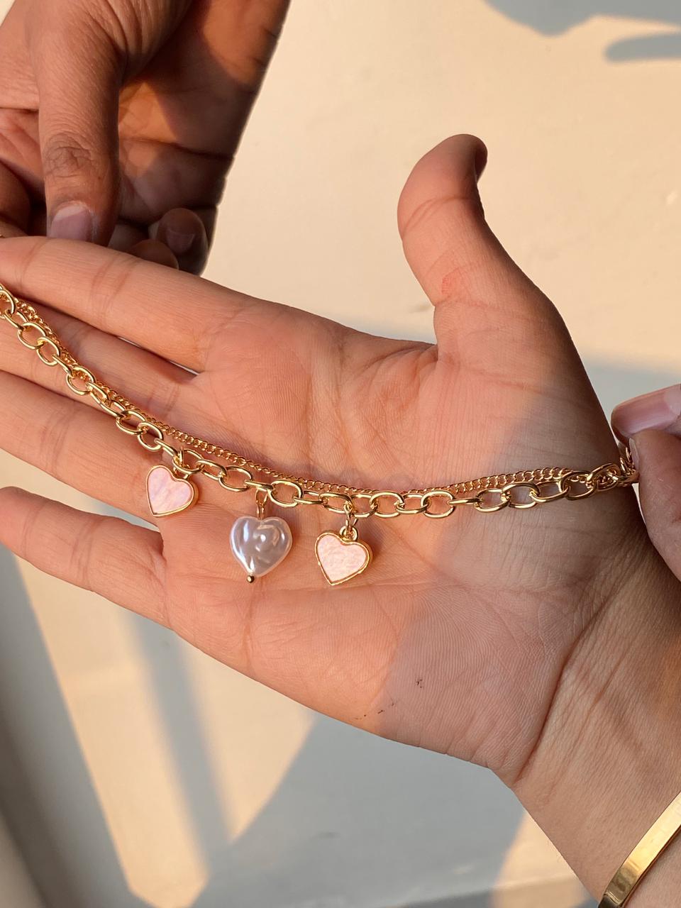 "Sweetheart Love" Gold Chain Charm Bracelet