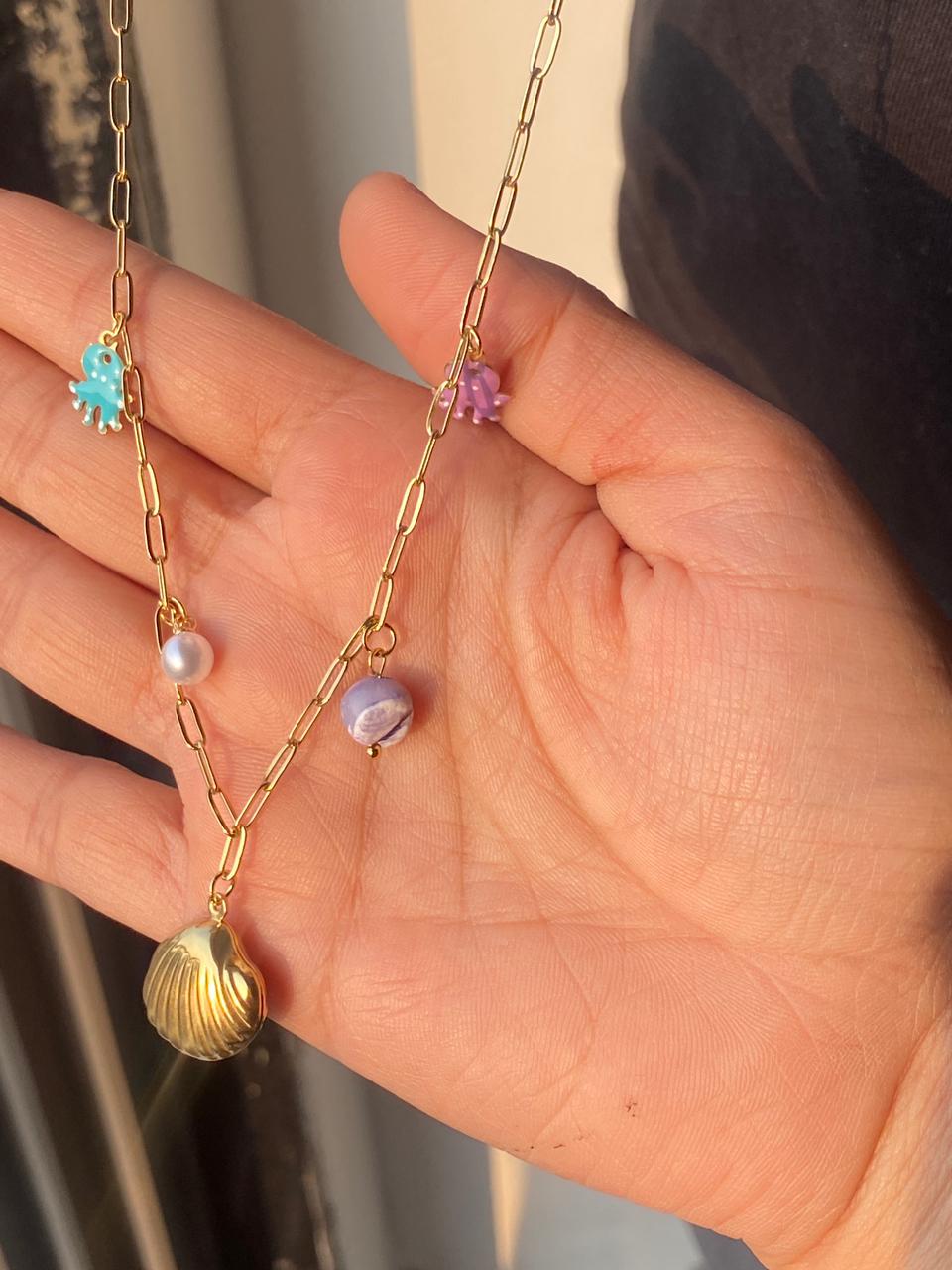 Golden Seashell Charm Necklace