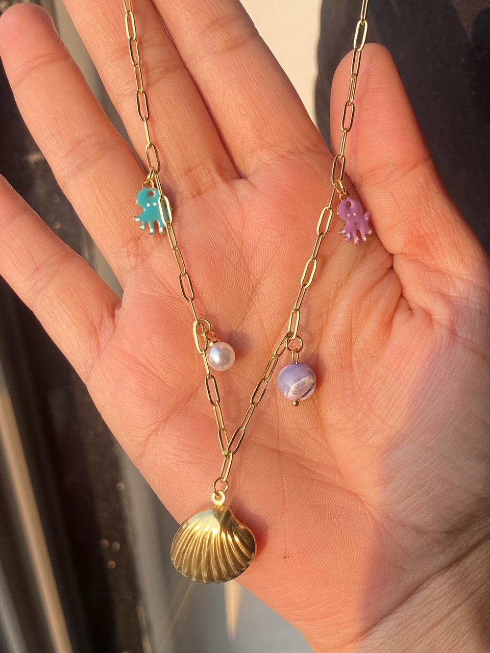 Golden Seashell Charm Necklace