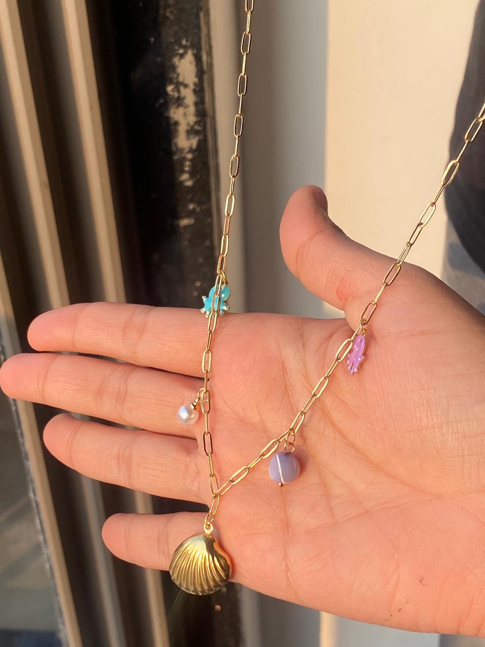 Golden Seashell Charm Necklace