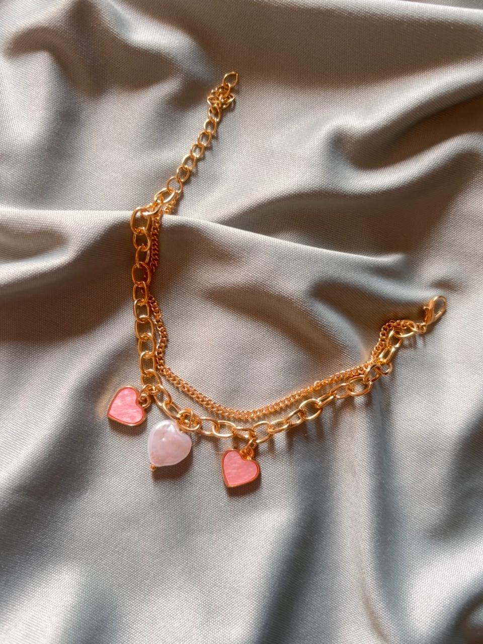 "Sweetheart Love" Gold Chain Charm Bracelet