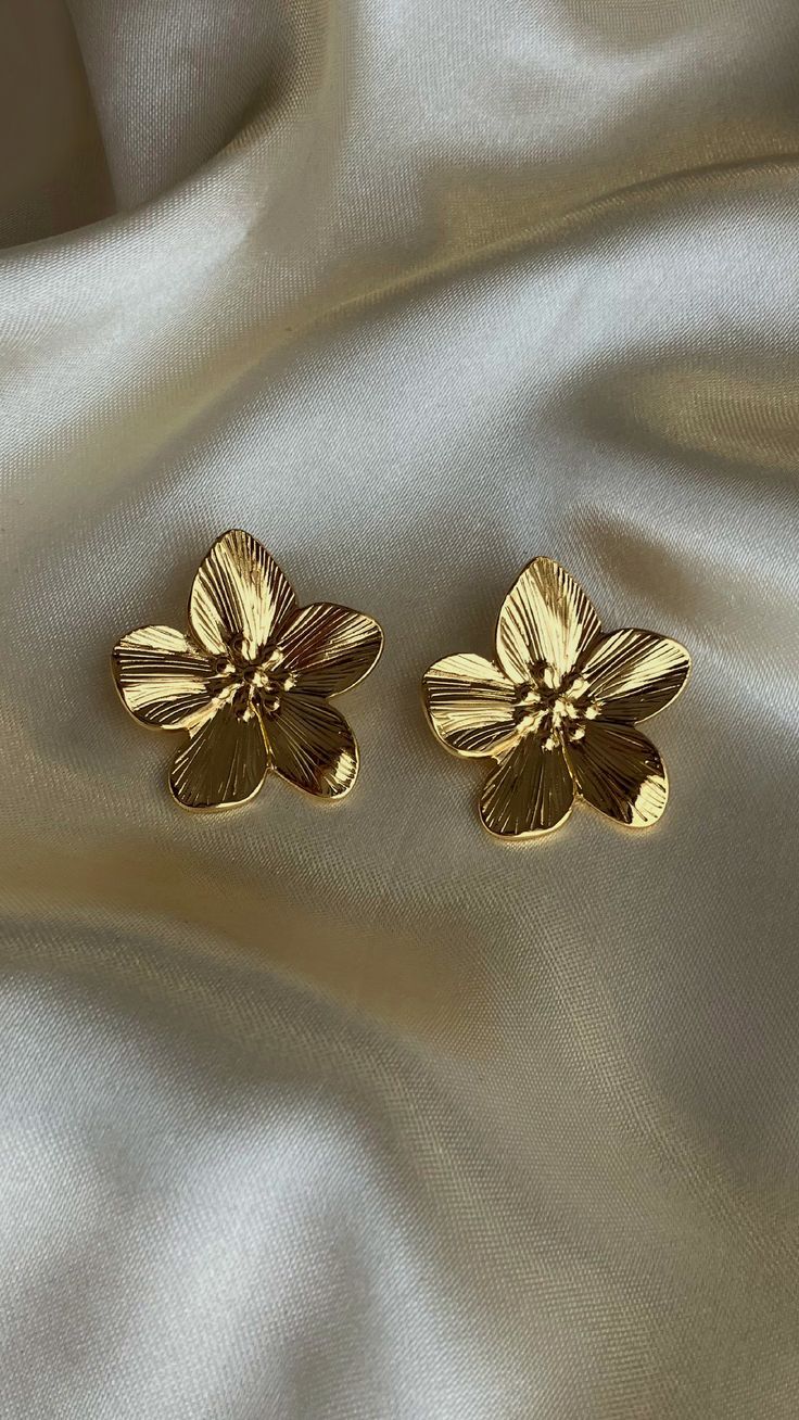 Premium Floral Gold Finish Stud Earrings